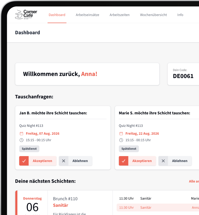 Schichtplanung Dashboard Vorschau